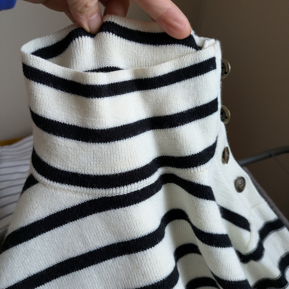 J. Crew Black and White Striped Turtleneck Sweater - Picture 3 of 6